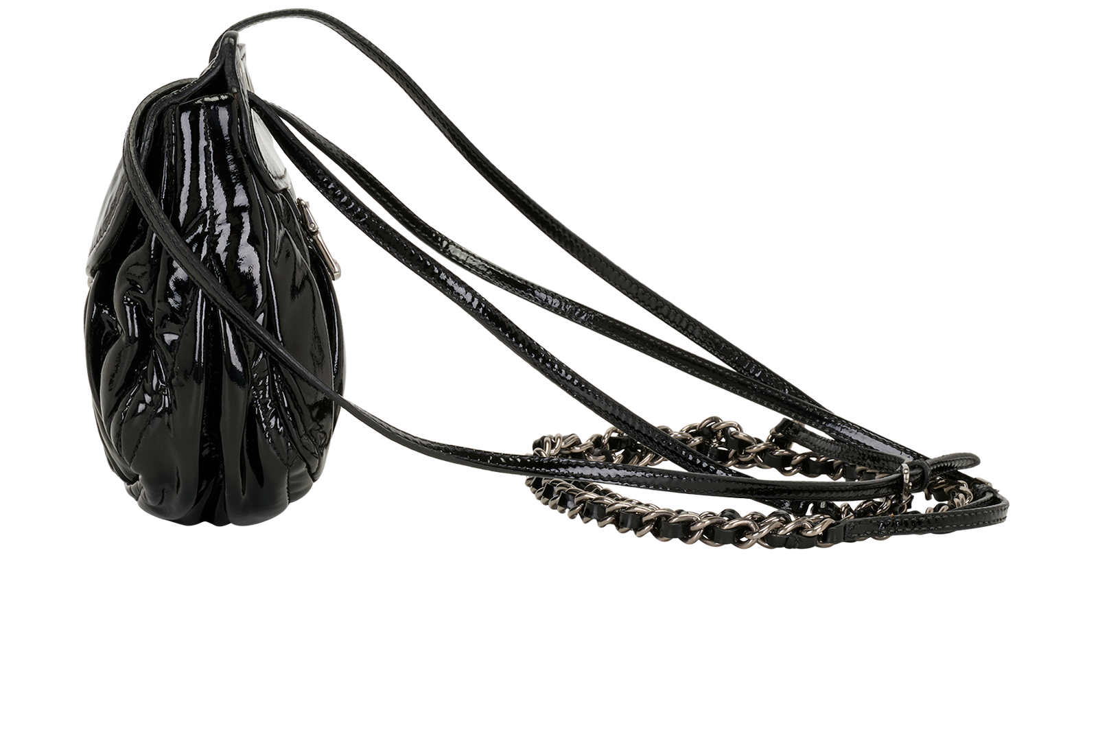 Matelasse Hobo, &pound;175, Handbags, Black, Patent Leather, Bottom view